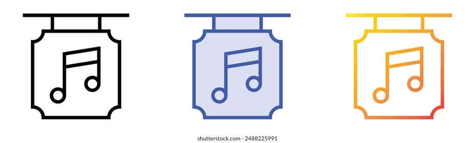 music store icon. Linear, Blue Fill and Gradient Style Design Isolated On White Background