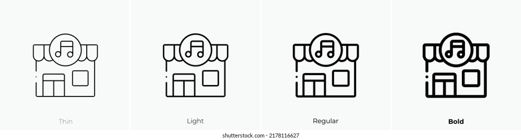 music store icon. Thin, Light Regular And Bold style design isolated on white background