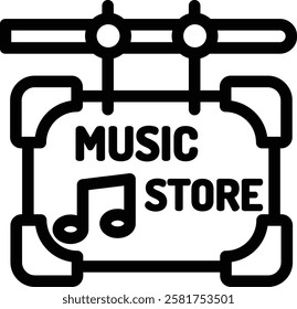 music store icon. Thin Linear Style Design Isolated On White Background