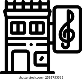 music store icon. Thin Linear Style Design Isolated On White Background