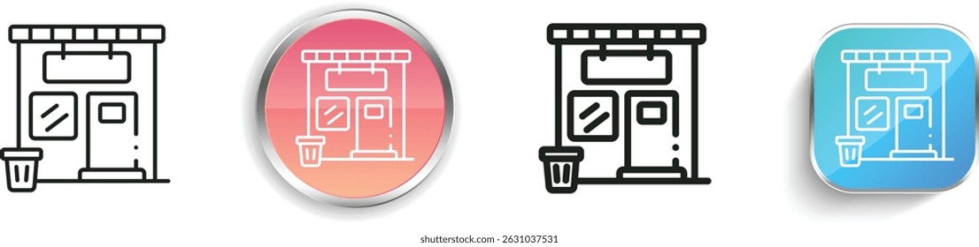 music store icon. Thin Linear, Regular and Button Style Design Isolated On White Background