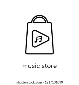 music store icon. Trendy modern flat linear vector music store icon on white background from thin line Music collection, outline vector illustration