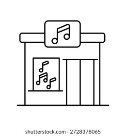 Icono de la tienda de música con fondo blanco Ilustración de stock de Vector