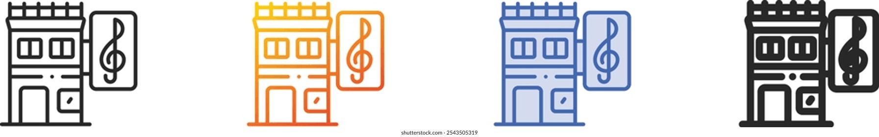 music store icon.Thin Linear, Gradient, Blue Stroke and bold Style Design Isolated On White Background