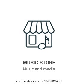 Music store outline vector icon. Thin line black music store icon, flat vector simple element illustration from editable music concept isolated on white background