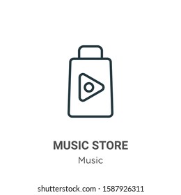 Music store outline vector icon. Thin line black music store icon, flat vector simple element illustration from editable music concept isolated on white background