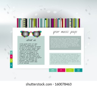 Music store web page. Bakground illustration.