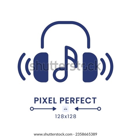 Music streaming black solid desktop icon. Media service. Online radio. Audio content. Pixel perfect 128x128, outline 4px. Silhouette symbol on white space. Glyph pictogram. Isolated vector image