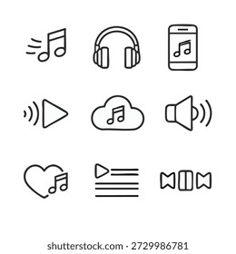 Music streaming icons and controls
