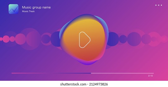 Music streaming mobile app design. Generic and fictional user interface with abstract song album cover in pink colors and time progress