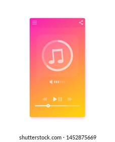 Music Streaming Player Interface, Mobile Ui, Vector