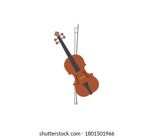 Music, string, violin icon. Vector illustration, flat design.