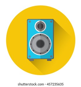 Music Studio Audio Monitor Speakers Column Icon Flat Vector Illustration