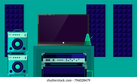 Music studio background vector illustration