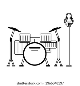 Music and studio equipment in black and white