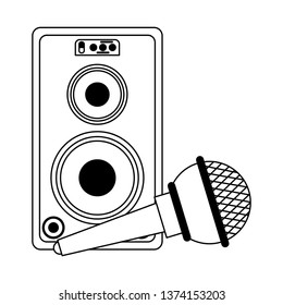 Music and studio equipment in black and white