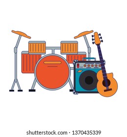 Music and studio equipment blue lines