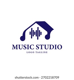 music studio flat minimalist logo design