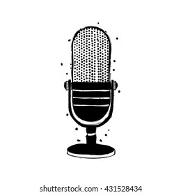 Music studio isolated  objects.High quality hand drawn microphone.