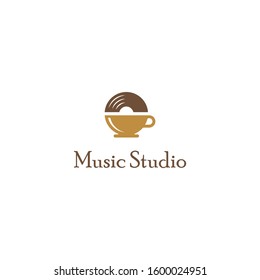 Music Studio Logo, Coffee Music, Disk, Relaxing Song.