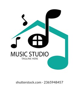 music studio logo design template illustration