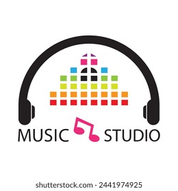 music studio logo design vector illustration