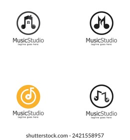 music studio logo template design vector
