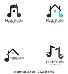 music studio logo template design vector