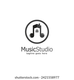 vector de diseño de logotipo de estudio de música