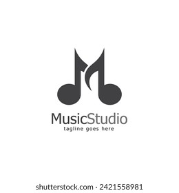 vector de diseño de logotipo de estudio de música
