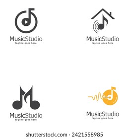 music studio logo template design vector