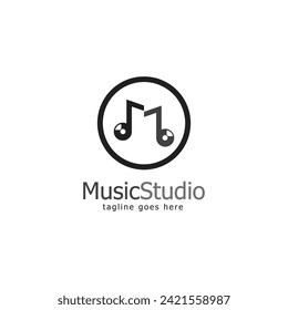 music studio logo template design vector