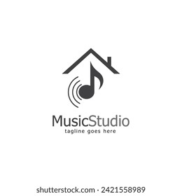 vector de diseño de logotipo de estudio de música