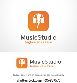 Music Studio Logo Template Vector Design, Emblem, Design Concept, Creative Symbol, Icon