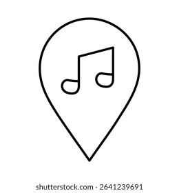 Music Studio Pointer Line Icon. Editable Stroke. Pin, Navigation, Direction, Marker Icons Vector Illustration
