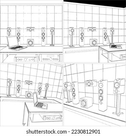 Music Studio Room Vector 02. Illustration On White Background. A vector illustration Of A Music Studio.