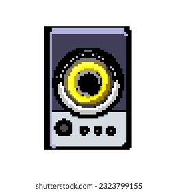 music studio sound monitor game pixel art retro vector. bit recording professional, equipment computer music studio sound monitor. old vintage illustration