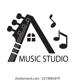 ilustración de diseño de logotipo vectorial de estudio de música