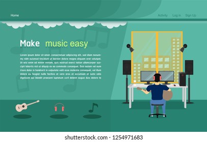 music studio website template vector illustration eps10