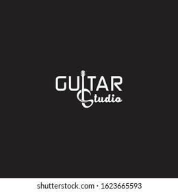 Music studio,Guitar studio logo Template Design for Label, Frame, Product Tags. Retro Emblem Design. Vector illustration