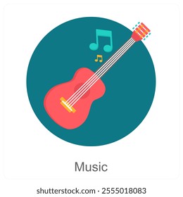 Music and study icon concept