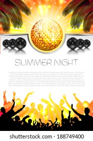 Music Summer Background with Instruments - Vector with place for your text