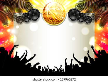 Music Summer Background with Instruments - Vector with place for your text