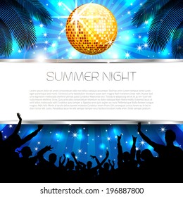 Music Summer Background with Instruments - Vector with place for your text