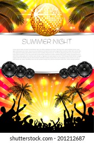 Music Summer Background with Instruments - Vector with place for your text