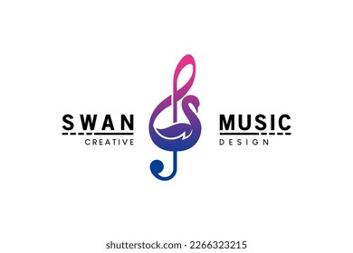 Musik-Schwan-Logo-Design, modernes abstraktes Schwan-Tonsymbol, Vektorgrafik