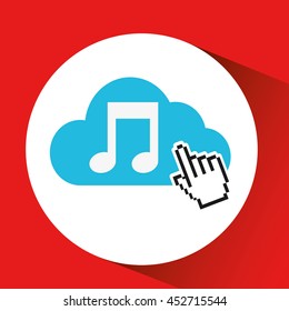 music symbol and cloud storage icon, vector design
