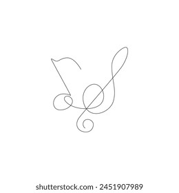 music symbol continuos line design. note continuos line illustration. vector lineart. monoline asset.