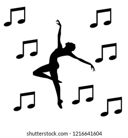 Music symbol with dancing girl