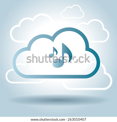 Music symbol design cloud broadcast on intenet